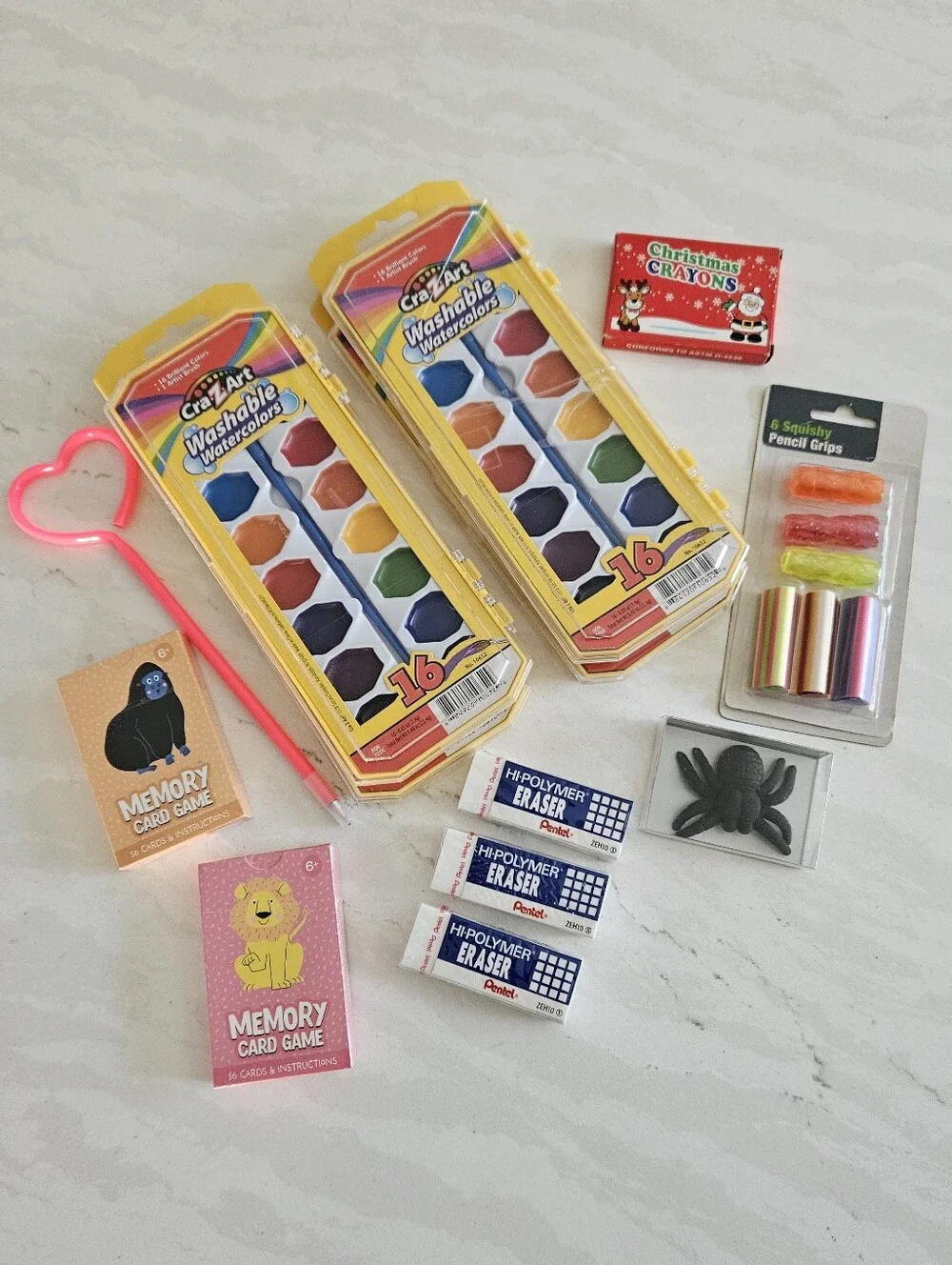 Assorted Kids Art and School Supplies Set - Pink, Yellow, Red, Multicolor